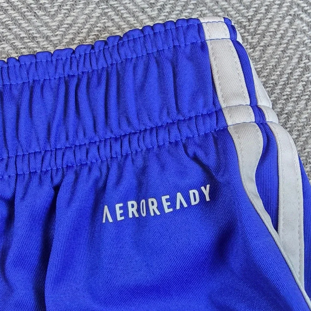 Adidas Aeroready Shorts Royal Blue White Stripes Youth XS Athletic Gym Soccer